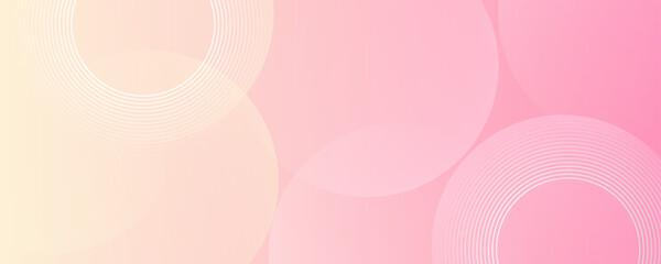 Minimalist banner background, pastel colorful, pink and yellow gradations. Circle effect style geometric, abstract background.