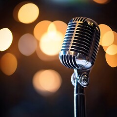 High fidelity microphone vocal clarity dynamic performance studio equipment vibrant colorful stage background