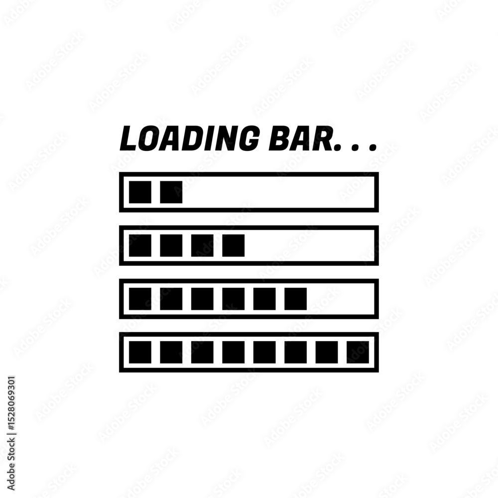 Fototapete Loading Icons and Progress Bar.  Horizontal Load Indicators.