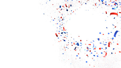 confetti - USA banner mockup with confetti confetti in American national colors. USA Presidents Day, American Labor day, Memorial Day, US election concept.
