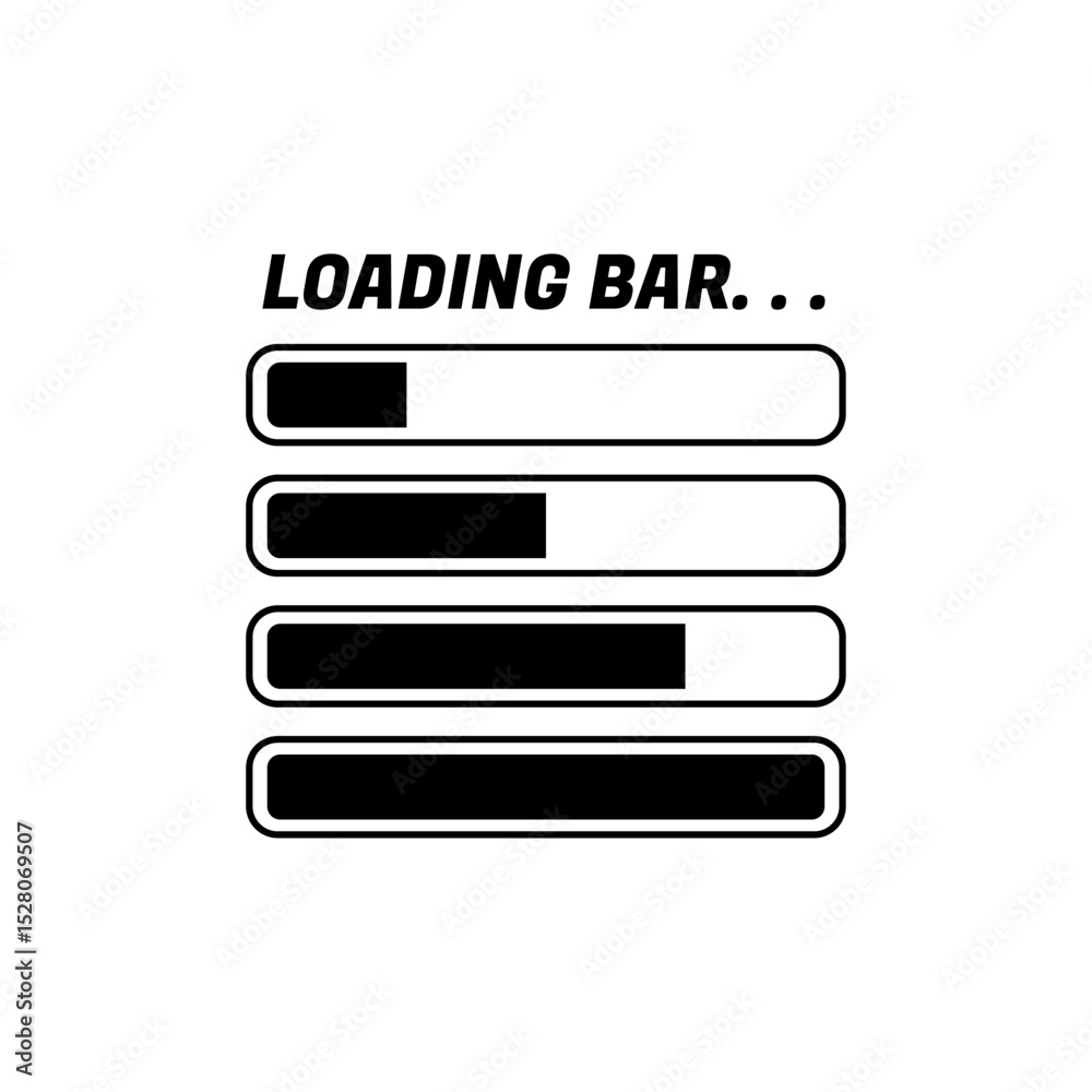 Fototapete Loading Icons and Progress Bar.  Horizontal Load Indicators.