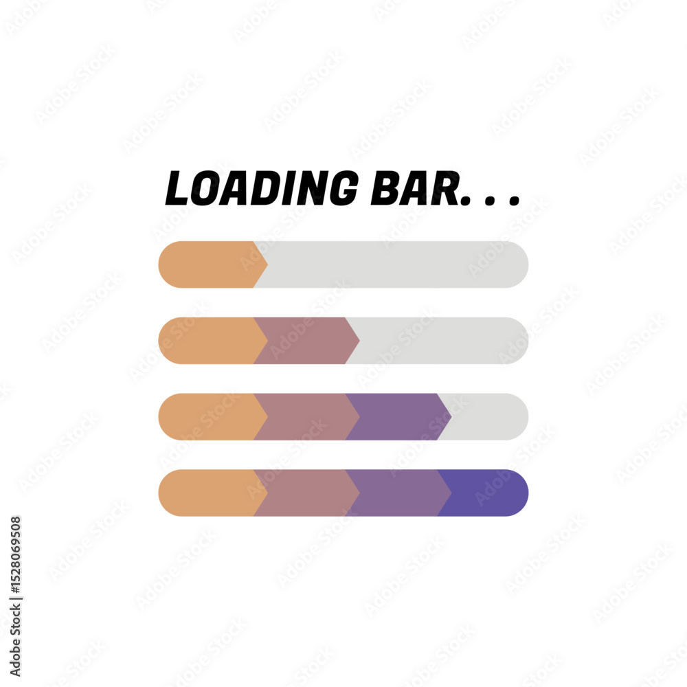 Poster loading icons and progress bar. horizontal load indicators.