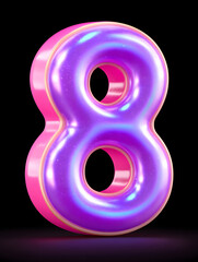 Holographic Tech Number Eight in Purple and Pink
