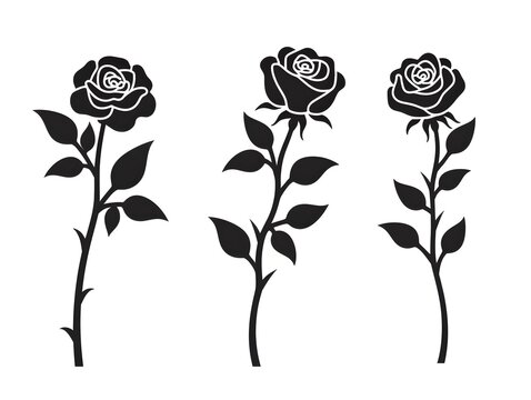 Wedding Rose Silhouette clipart Set