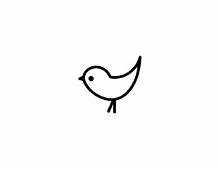 Obraz premium Minimalist line drawing of a cute bird against a white background