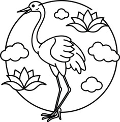 Brid line art in white background