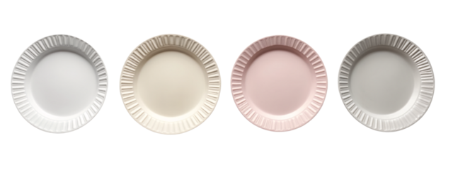 A set of three white and pink plates