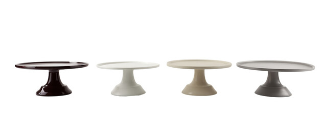 A set of three different colored pedestals