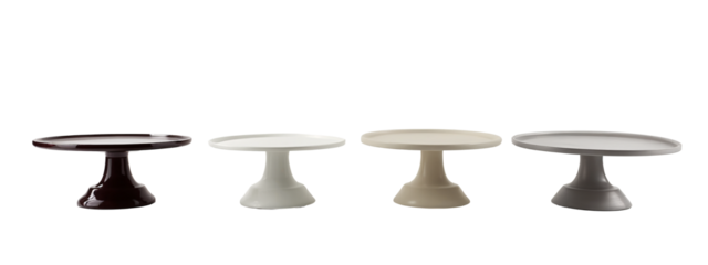 A set of three different colored pedestals