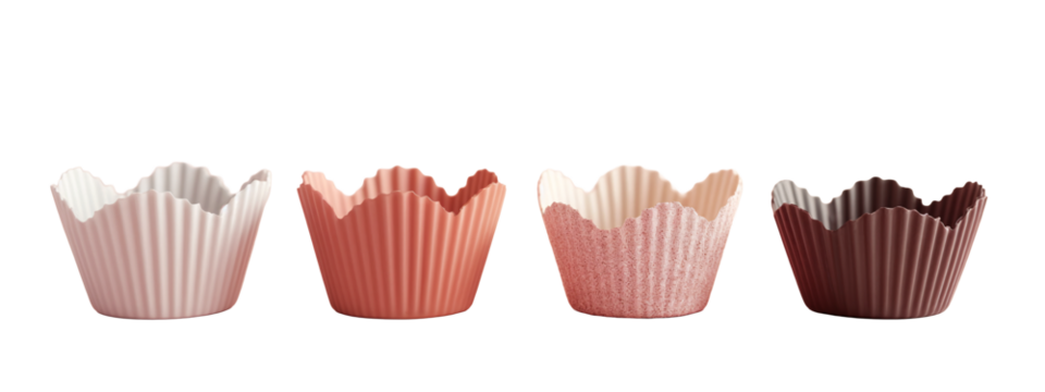A set of three pink and brown cupcake cases