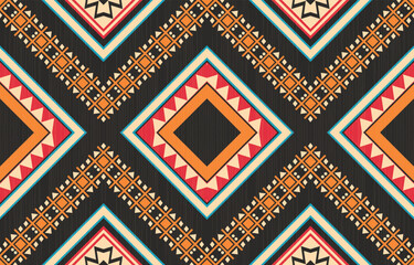 Geometric ethnic oriental ikat seamless pattern  color oriental. Aztec ornament print. Design for background ,curtain, carpet, wallpaper, clothing, wrapping, Batik, vector illustration.