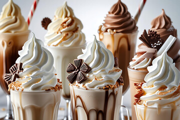 Delicious Chocolate Sundaes in Elegant Glasses – Gourmet Dessert Presentation Generative AI.