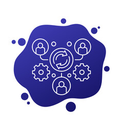 lead generation line icon with customers, vector