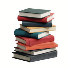 Fototapeta premium Stack of Colorful Books on Yellow Transparent background