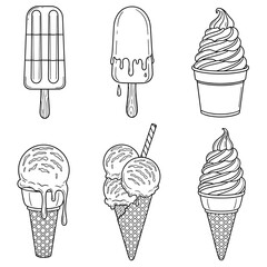 sets of ice cream are isolated on white background