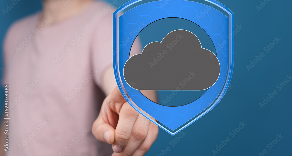 Poster Ensuring your data is safe with secure cloud technology.  Reliable, protected, and efficient.