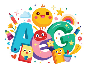 Fototapeta premium ABCs Fun with Letters and Cute Characters