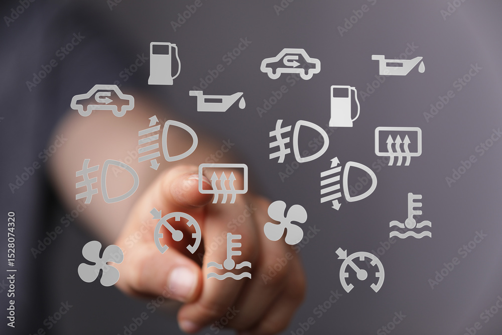 Poster Learn to identify and understand common car dashboard warning lights and symbols for better vehicle maintenance.