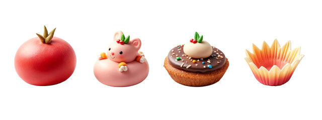 A close up of three different types of cupcakes