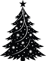 An elegant illustration of a Christmas tree adorned with snowflakes, creating a festive winter scene. 