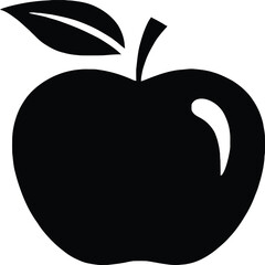 A simple yet striking silhouette of an apple with a leaf, embodying freshness and health. The design emphasizes clean lines and a bold shape, making it a visually appealing representation of fruit and