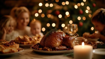A cozy family gathering around a beautifully roasted turkey radiates warmth and joy, emphasizing the importance of shared moments and cherished memories during celebrations.
