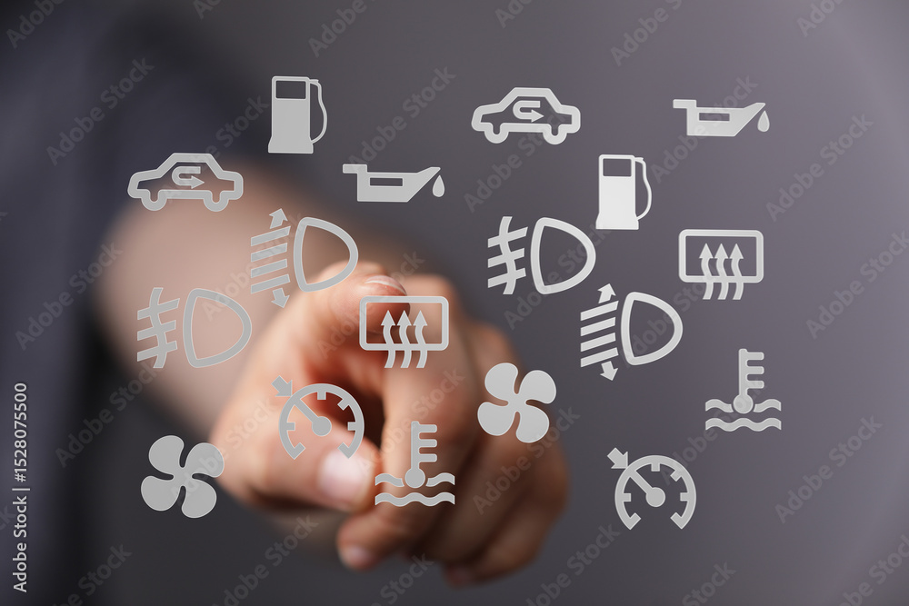 Aufkleber Learn to identify and understand common car dashboard warning lights and symbols for safe driving.