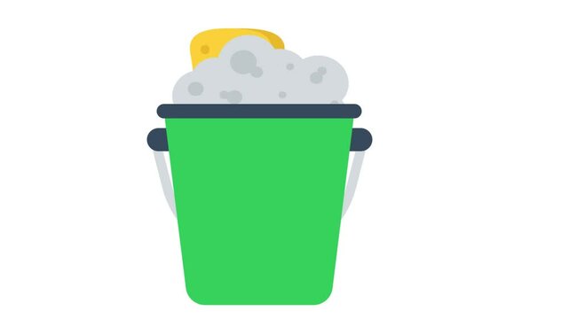 Decontamination car shampoo animation, Vehicle Water Wash Service Logo animated video, Bucket with Foam Clip, covid car cleaning service footage, Vehicle disinfection motion graphics