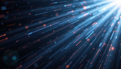 Obraz premium Dynamic Abstract Light Rays with Particles and Flare on a Dark Background