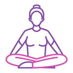 Woman in lotus pose line icon vector isolated. Simple symbol of female character doing yoga exercise. Meditation pose.