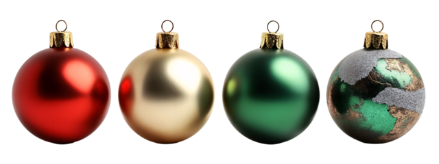 A set of four Christmas ornaments