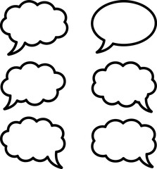 Fototapeta premium Illustration of six speech bubbles with varied shapes on a white background