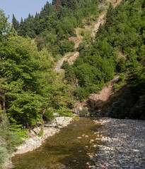 Aspropotamos River (Trikala, Greece) flows into the gorge