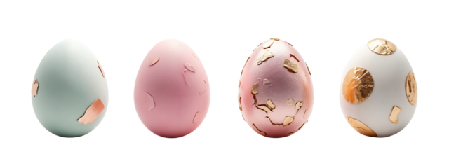 A set of four different colored eggs