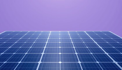 Solar Energy Panels with Blue Surface on a Purple Background Representing Renewable Technology