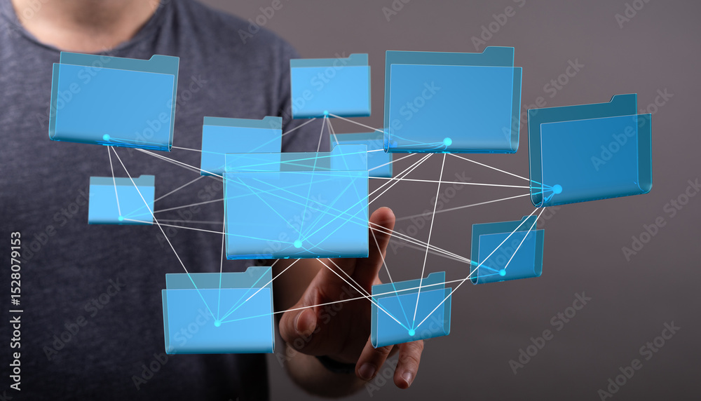 Aufkleber Visual representation of interconnected digital files, illustrating data organization and network.