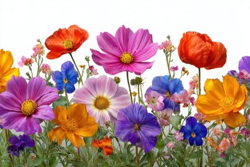 Vibrant spring flowers bouquet isolated on white background