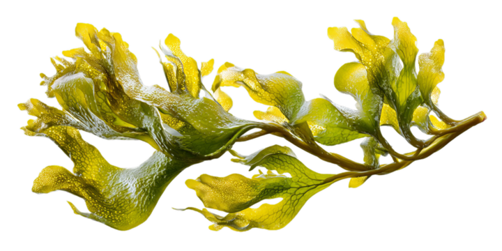 Close up of vibrant yellow green seaweed.