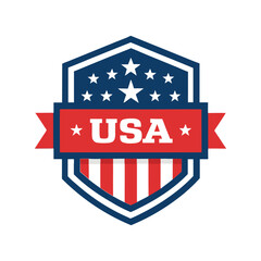 USA patriotic badge vector illustration, American emblem design, 4th of July military insignia, freedom symbol