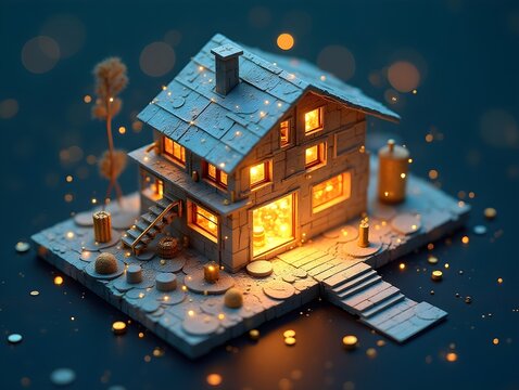 AI generated Wealthy vision Money and house model, emphasizing finance and banking