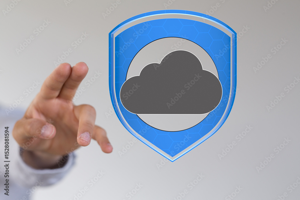 Poster Safeguarding your data with robust cloud security measures.  Ensuring privacy and protection.