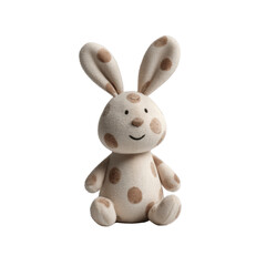 Obraz premium Adorable Beige Bunny Rabbit Plush Toy with Brown Polka Dots