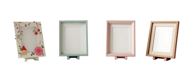 A set of three different colored frames