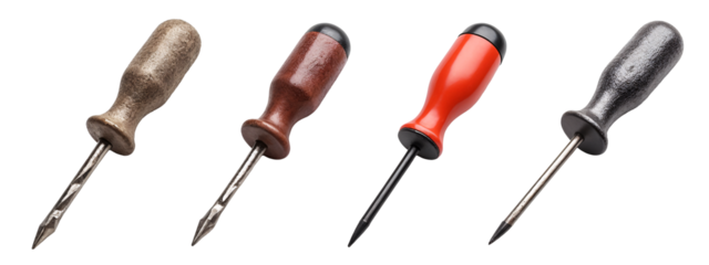 A set of four different types of screwdrivers