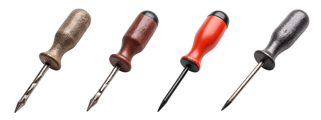 A set of four different types of screwdrivers