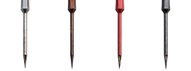 A set of four different colored pencils