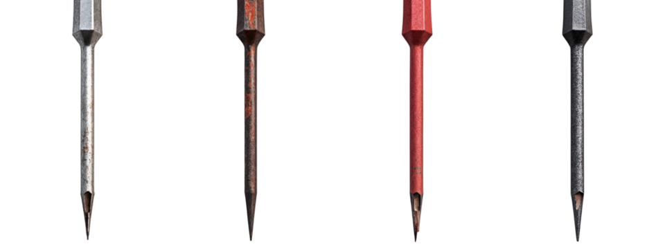 A set of four different colored pencils