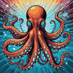 comic book style vector octopus illustration © ataya