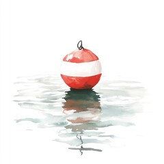 Watercolor depiction of a fishing bobber on water