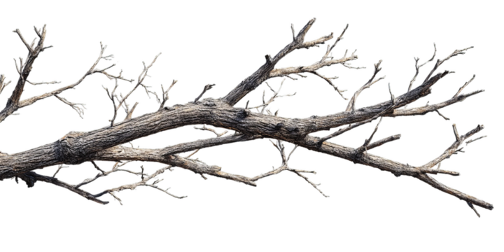 Dry tree branch isolated on black background